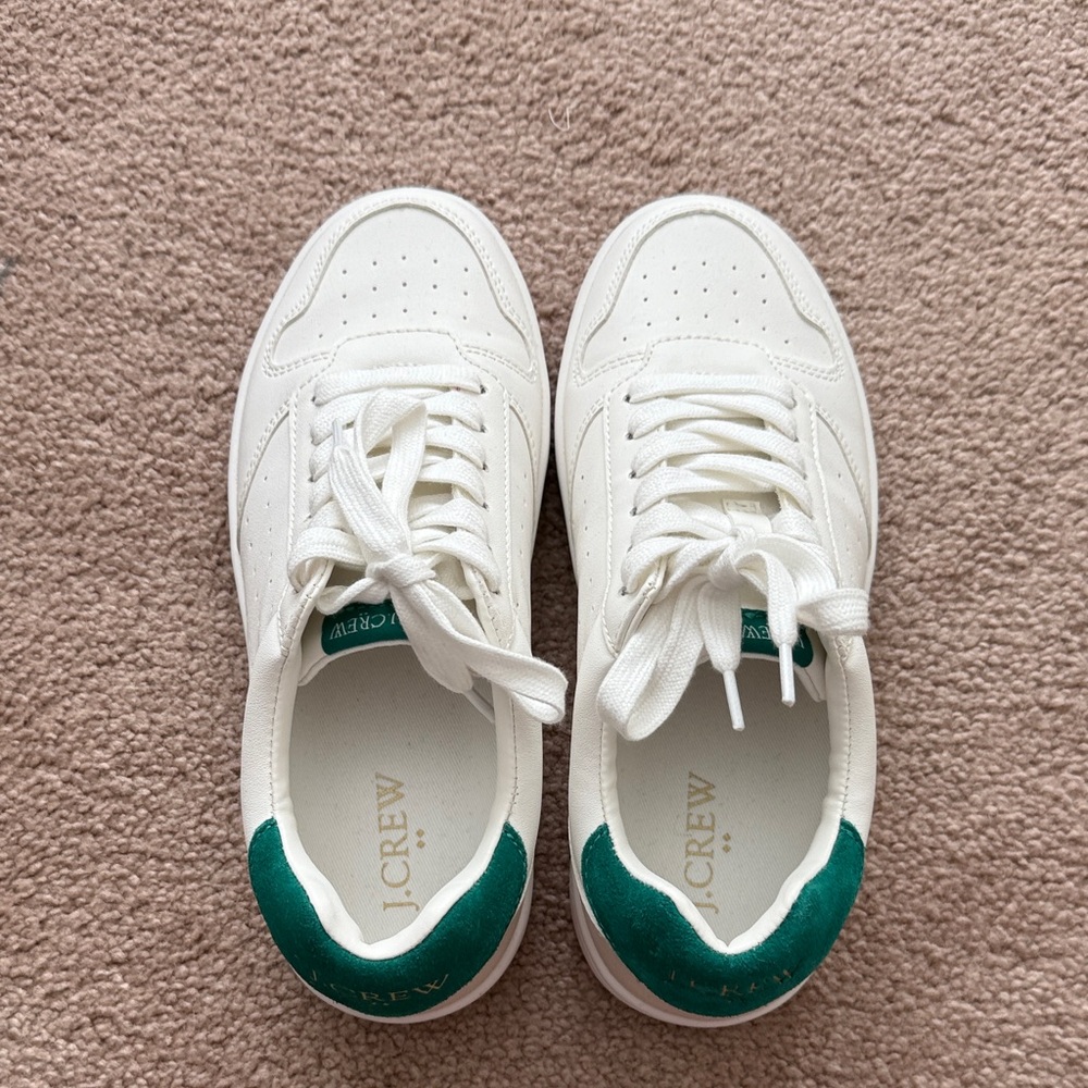 New Size 6 J. Crew Factory White and Green Sneakers